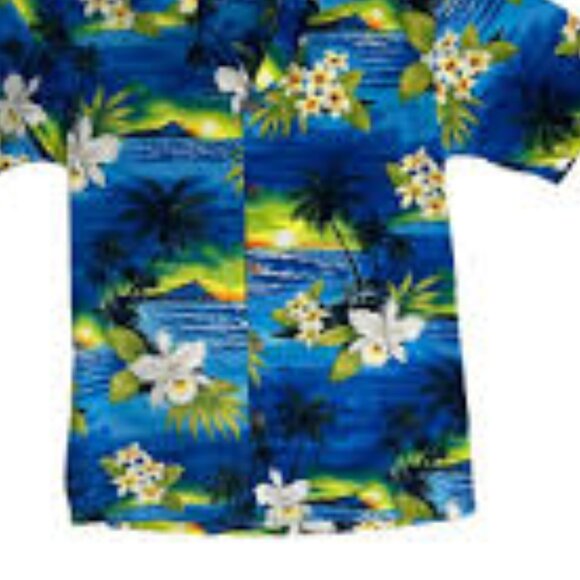 Favant Blue Hawaiian Shirt for Men Vibrant Floral Tropical Short Sleeve Medium - Picture 5 of 12